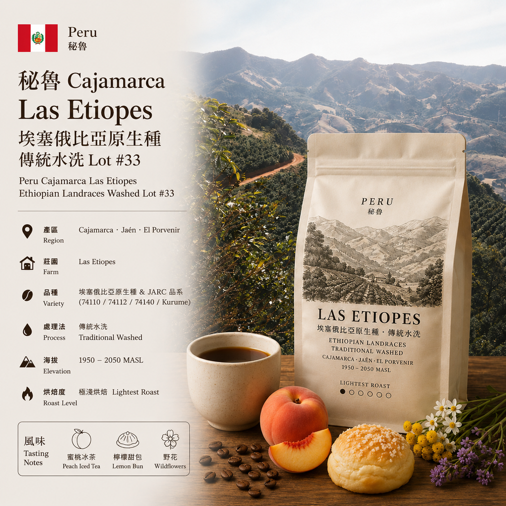 秘魯 Cajamarca Las Etiopes 埃塞俄比亞原生種 傳統水洗 Lot #33