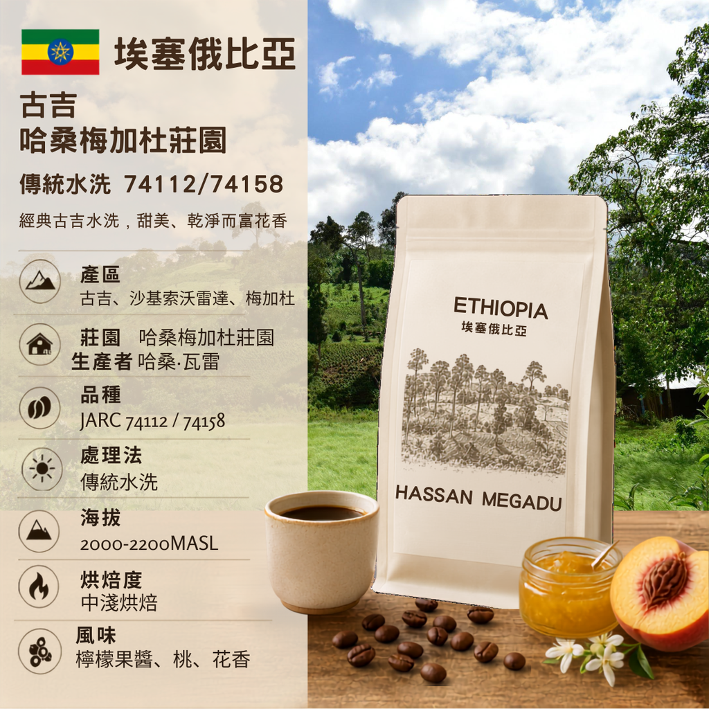 埃塞俄比亞古吉哈桑梅加杜莊園傳統水洗74112/74158